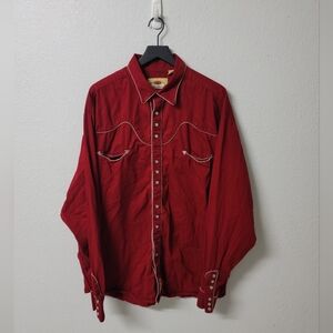 Larry Mahan Dark Red Western Cowboy Pearl Snap Shirt Men's 3XT Tall